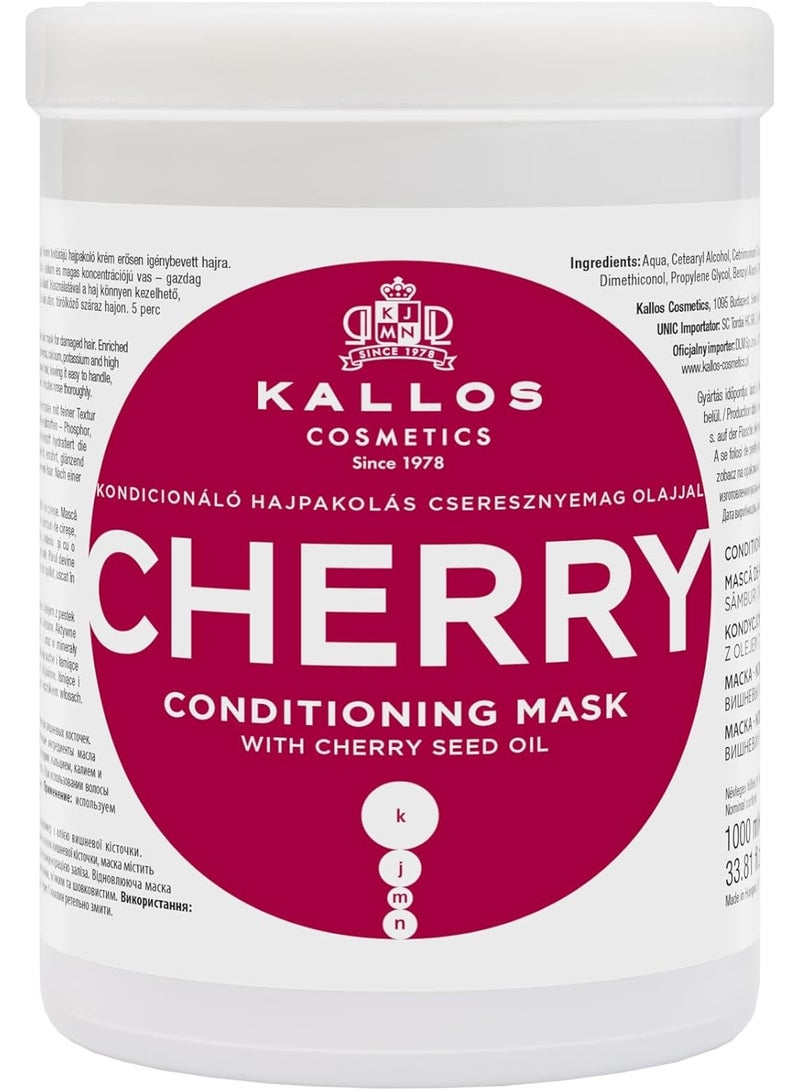Kallos KJMN Cherry Conditioning Hair Mask with cherry seed oil 1000 ml - 33,81 Fl Oz - Image 1